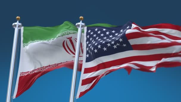 4k Kesintisiz Amerika Birleşik Devletleri ve İran Bayrakları arka plan,Abd Iri Ir. - Video, Çekim