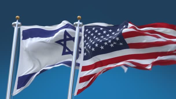 4k Kesintisiz Amerika Birleşik Devletleri ve İsrail Bayrakları arka plan, Abd Isr II. - Video, Çekim