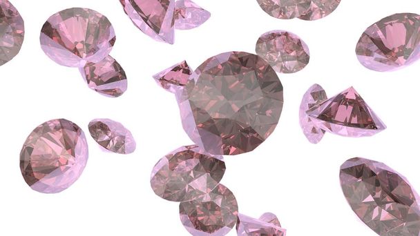 Colección de brillantes piedras preciosas de cristal de diamante sobre fondo rosado. Fondo de joyería con diamantes. - Foto, imagen