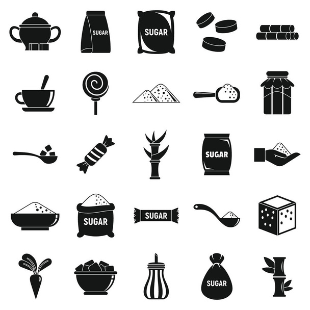 Conjunto de iconos de azúcar, estilo simple
 - Vector, Imagen