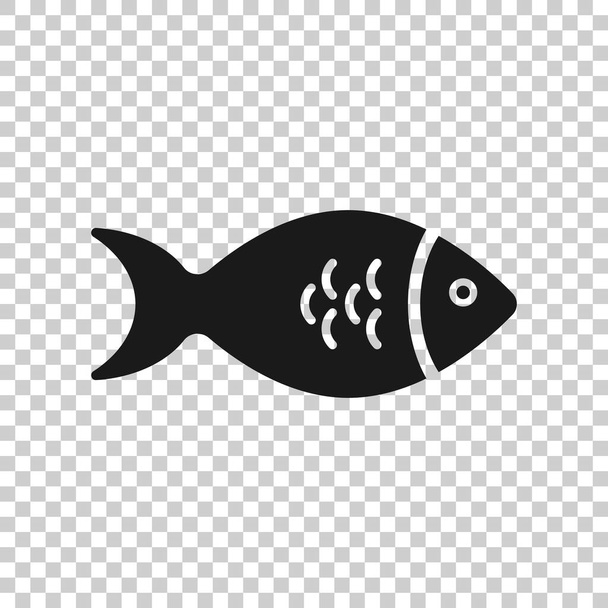 Fish icon in flat style. Seafood vector illustration on white isolated background. Sea animal business concept. - Vector, Image
