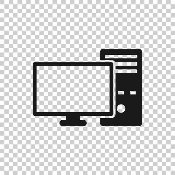 Pc computer icon in flat style. Desktop vector illustration on white isolated background. Device monitor business concept. - Vector, Image