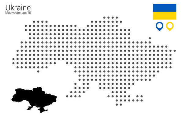 Карта Украины, векторный рисунок, усеянный флагом и маркером карты. Дизайн, веб, инфографика, печать, выделенная на подвижном белом фоне. eps 10 версия
 - Вектор,изображение