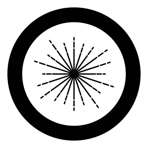 Sunburst Fireworks rays Radial ray Beam lines Sparkle Glaze Flare Starburst concentric radiance lines icon in circle round black color vector illustration flat style simple image - Vector, Image