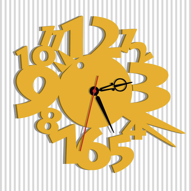 Настінний годинник. Векторний шаблон дитячих годинників. Основа годинника для дитячої кімнати. Ілюстрація милого птаха і великих чисел
. - Вектор, зображення