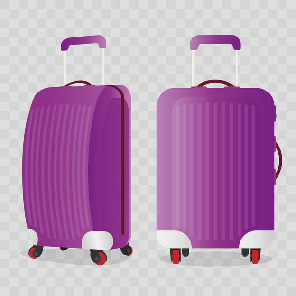 Vettore realistico valigia da viaggio. Viola valigia da viaggio per il turismo su uno sfondo trasparente
. - Vettoriali, immagini