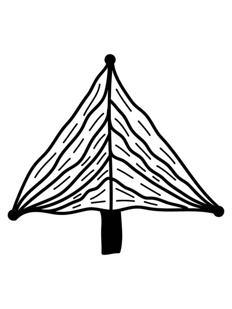 Árvore de abeto de ano novo desenhada à mão única. Doodle ilustração para padrões, cartões de saudação de inverno, cartazes, adesivos e desing sazonal
. - Vetor, Imagem
