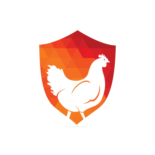 Hen ασπίδα σχήμα έννοια λογότυπο Logo. κοτόπουλο πουλί διάνυσμα εικονίδιο σύμβολο.  - Διάνυσμα, εικόνα