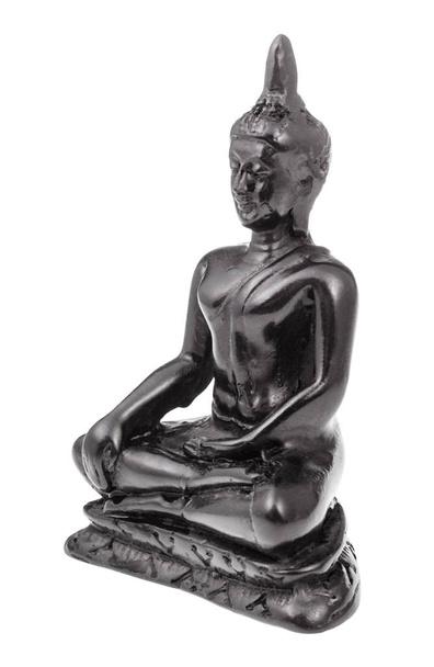 tipikus alabástrom figura a Föld Érintő Buddha elszigetelt fehér háttér - Fotó, kép