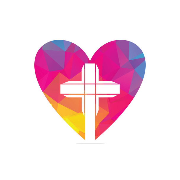  kirkon sydämen muoto vektori logo suunnittelu malli. Kirkon ja kristillisen organisaation logo
. - Vektori, kuva