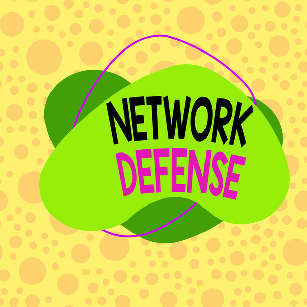 Conceptual hand writing showing Network Defense. Business photo text easures to protect and defend information from disruption Asymmetrical format pattern object outline multicolor design. - Zdjęcie, obraz