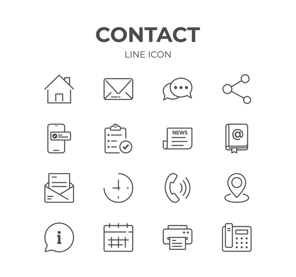 Contact Line Icons Set - Vector, Image