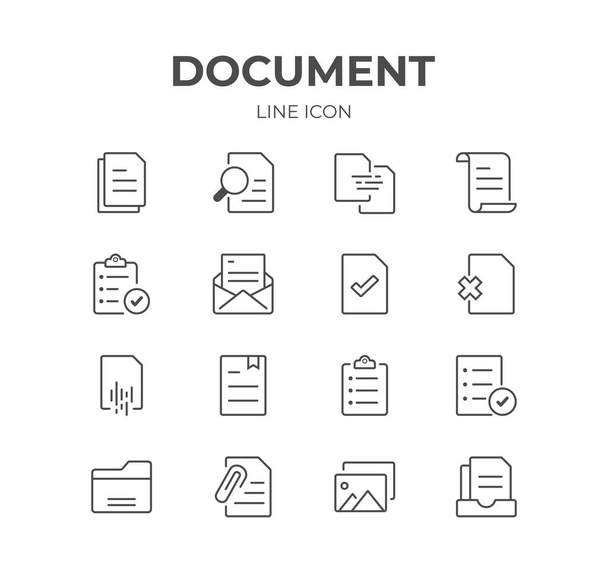 Zestaw ikon linii dokumentów - Wektor, obraz