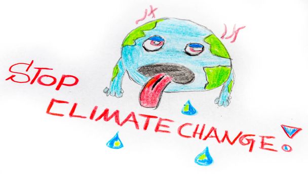 STOP CLIMATE CHANGE Cartoon painted - 写真・画像