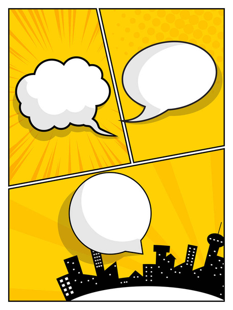 абстрактная рамка комикса с пустой речевой пузырь поп-арт векторной иллюстрацией фона
 - Вектор,изображение