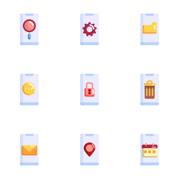 set di applicazioni per smartphone mobile icona vettoriale illustrazione design piatto
 - Vettoriali, immagini