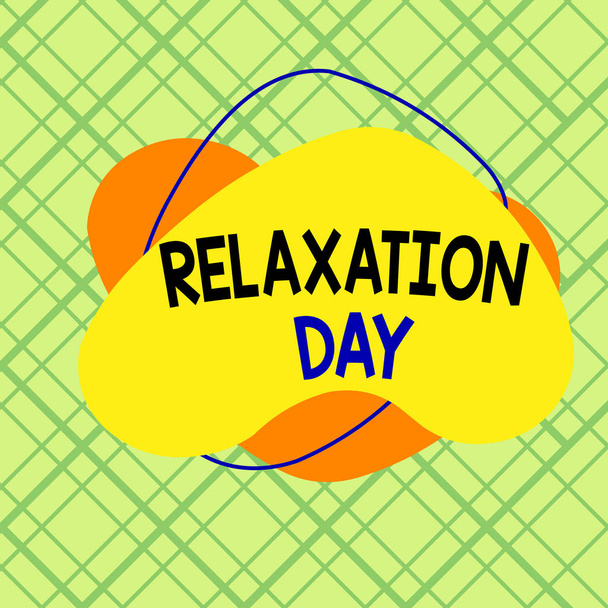 Conceptual hand writing showing Relaxation Day. Business photo showcasing pleasant activity that makes you become calm and less worried Asymmetrical format pattern object outline multicolor design. - Fotografie, Obrázek