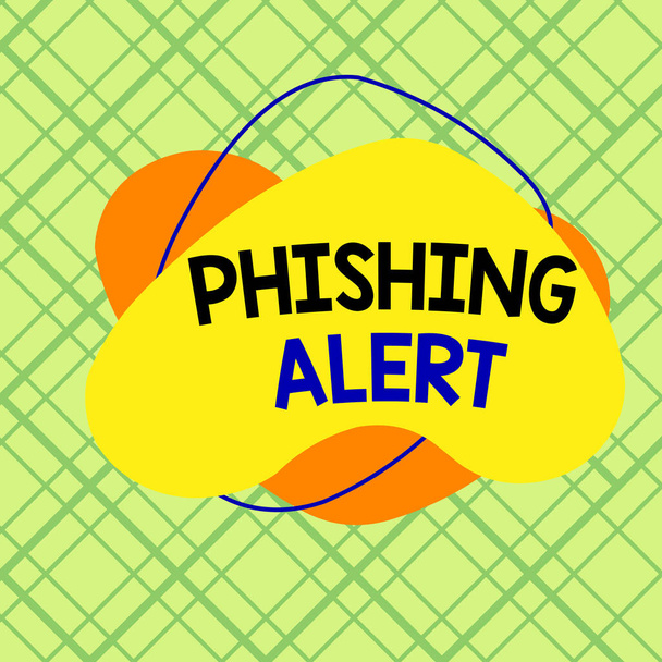 Conceptual hand writing showing Phishing Alert. Business photo showcasing Be cautious to fraudulent attempt to obtain subtle facts Asymmetrical format pattern object outline multicolor design. - Fotoğraf, Görsel
