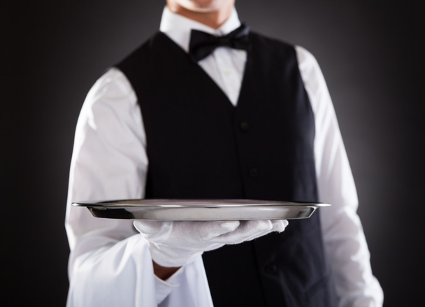 Male Waiter Holding Tray - Фото, изображение