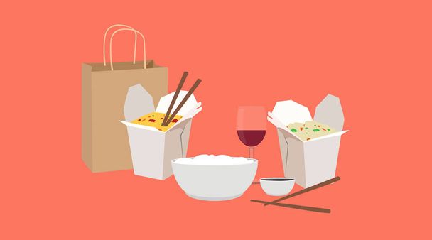 Illustrazione isolata vettoriale del cibo da asporto cinese
 - Vettoriali, immagini