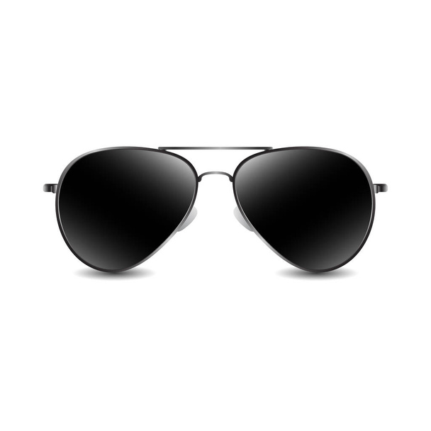 Black Sunglasses with Shadow Summer Icon Realistic Style - Vector, Image