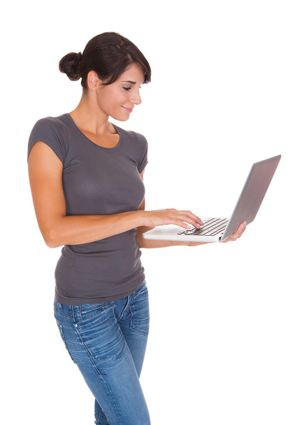 Woman Working On Laptop - Foto, imagen