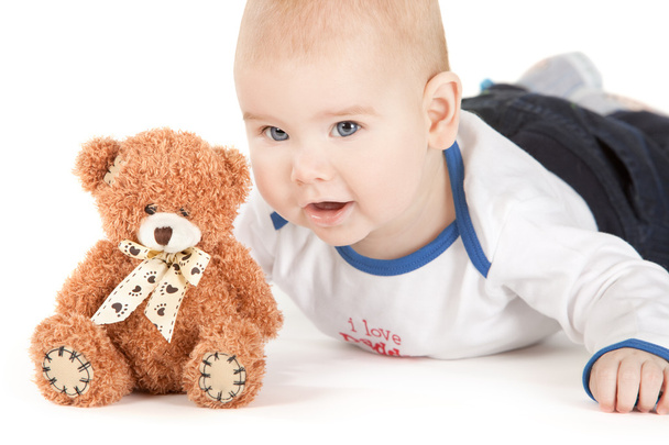 Baby und Teddybär - Foto, Bild