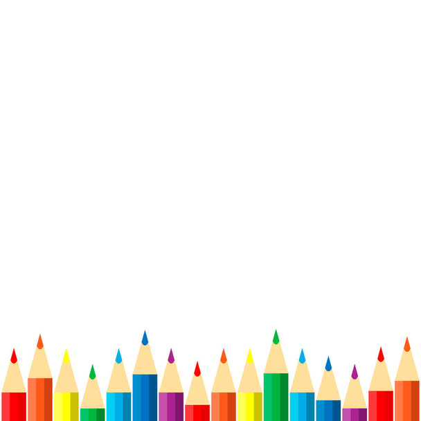 vector frame of colored pencils crayons. colored pencils crayons isolated on white background. - Vector, Image