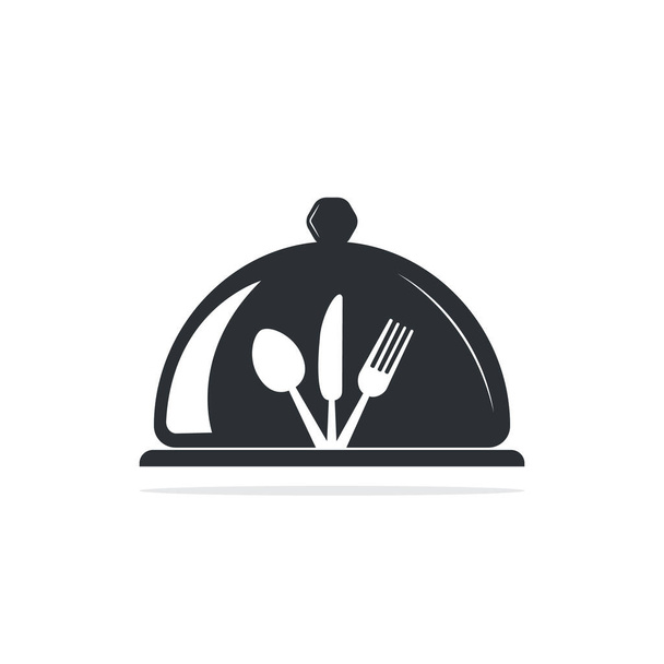 Шаблон логотипу зірки свіжої їжі. Логотип їжі з ложкою, ножем та виделкою. Вектор шаблону логотипу здорової їжі
 - Вектор, зображення