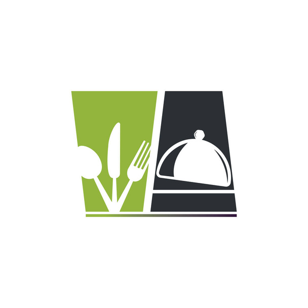 Шаблон харчового логотипу Векторний дизайн з ложками, виделками та ножем
. - Вектор, зображення