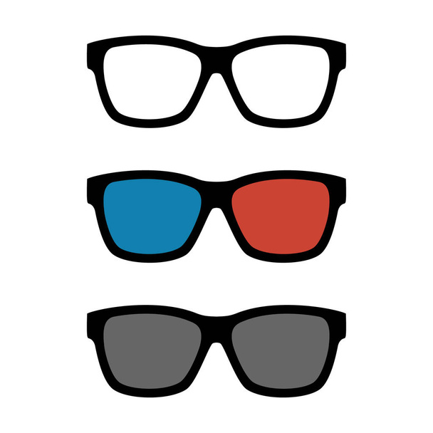 Glasses Icons Set 3D Cinema Glasses Sunglasses Optical Glasses - Vector, Image
