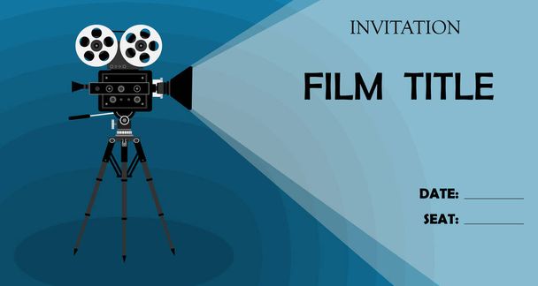 Invitation, Flayer, Card with Camera on Tripod and Place for Text - Vector, Image
