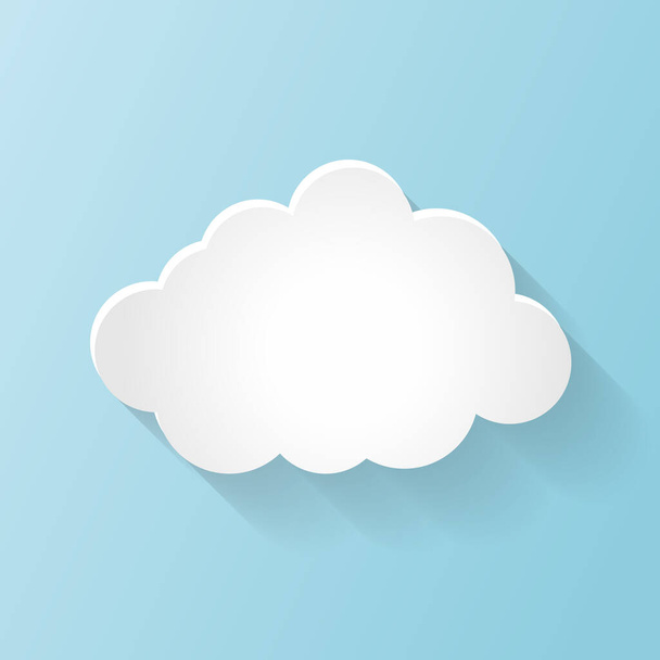 White Cloud Icon on a Blue Background. Vector Illustration. Collection cloud graphic element for Web, App design. Flat nature Cloudscape Weather Symbols - Vector, Image