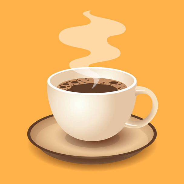 Cup of Fresh Coffee. Vector Illustration. Flat Style. Decorative Design for Cafeteria, Posters, Banners, Cards - Vector, Image