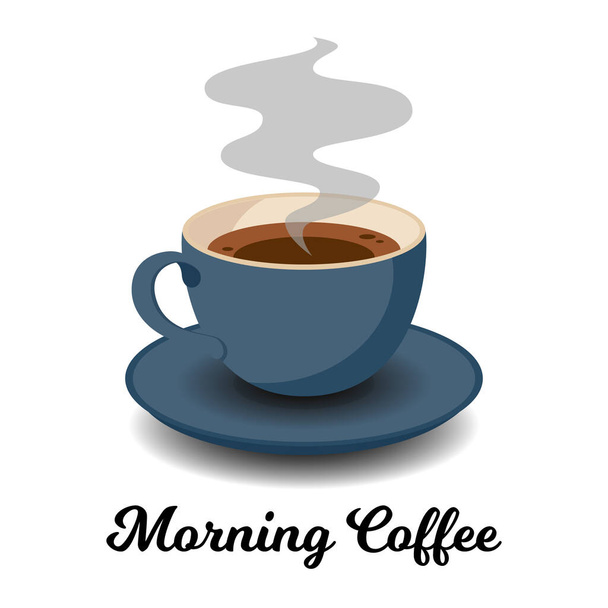 Tarjeta de café de la mañana con una taza de café fresco. Ilustración vectorial. Estilo plano. Diseño decorativo para Cafetería, Carteles, Banners, Tarjetas
 - Vector, Imagen