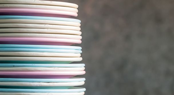 Stack of plastic plates - Photo, Image