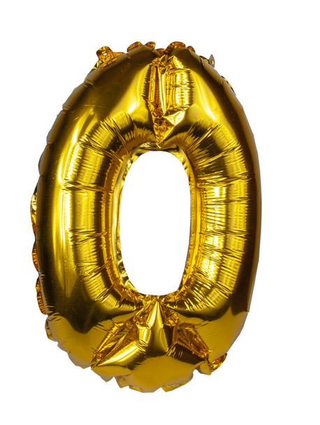 φύλλο χρυσό μπαλόνι αριθμός απομονωμένο στο λευκό - Φωτογραφία, εικόνα