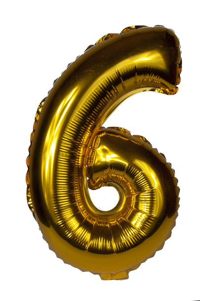 foil gold balloon number isolated on the white - Fotografie, Obrázek