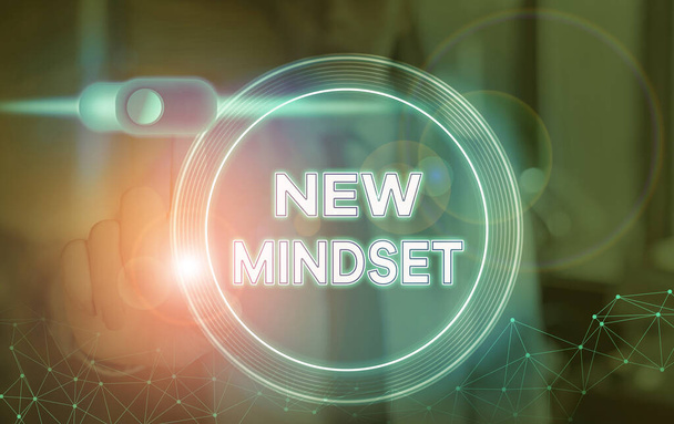 Szövegírás New Mindset. A mentális attitűd vagy hajlam üzleti koncepciója Új megközelítés a helyzet kezelésében. - Fotó, kép