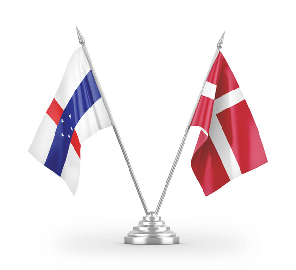 Banderas de mesa Dinamarca y Antillas Holandesas aisladas sobre fondo blanco
  - Foto, Imagen