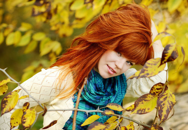 young woman in fall - Fotoğraf, Görsel