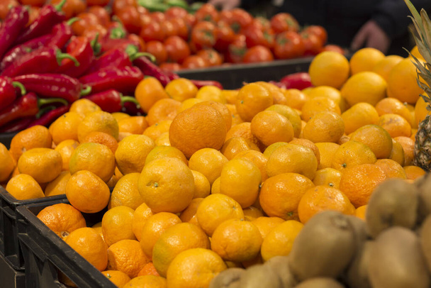 Fresh fruits and vegetables in a supermarket - Fotó, kép