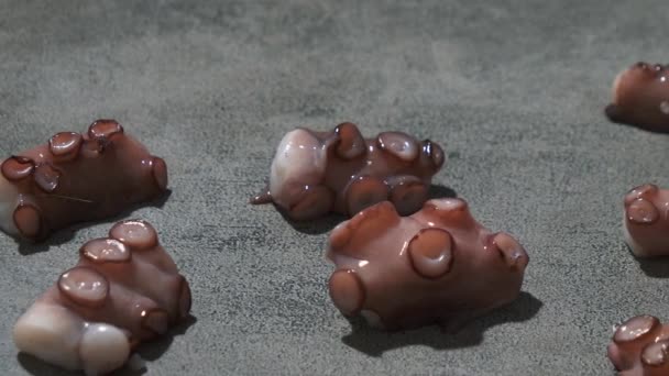 gesneden octopus tentakels op een tafel - Video
