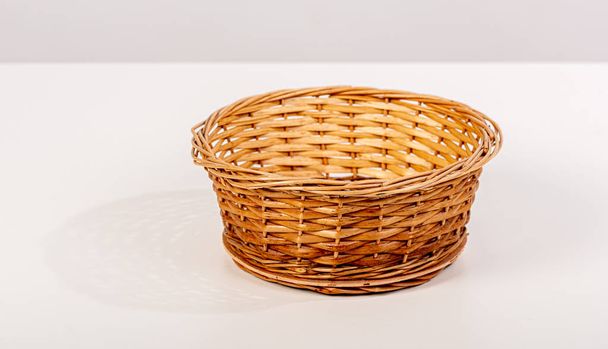 Empty wooden basket for fruit or bread. - Φωτογραφία, εικόνα