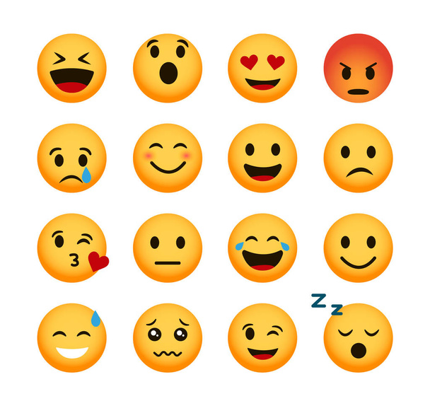 Emoticon icons set. Emoji. Smileys 3d. Vector. - Vektor, obrázek