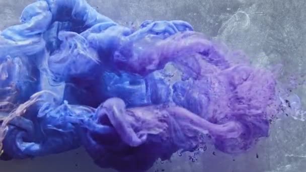 ink in water purple blue paint blend overlay - Video, Çekim