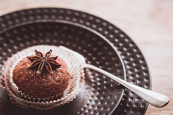 Cupcake, berendezett, a kakaó és a csillagánizs - Fotó, kép