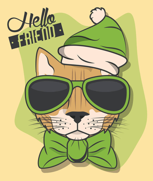 Lustige Katze mit Sonnenbrille coolen Stil - Vektor, Bild