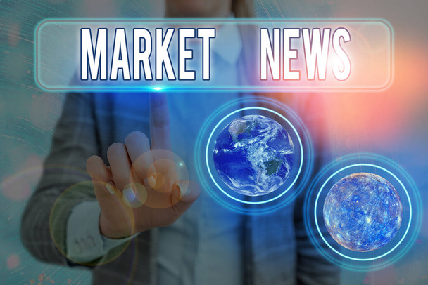 Text sign showing Market News. Conceptual photo Commercial Notice Trade Report Market Update Corporate Insight. - Photo, Image