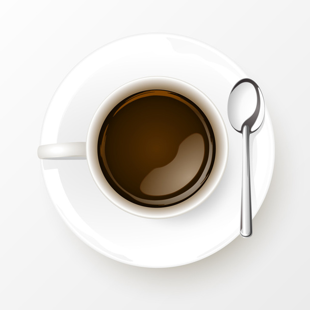 kopje koffie met lepel geïsoleerd op witte achtergrond - Vector, afbeelding